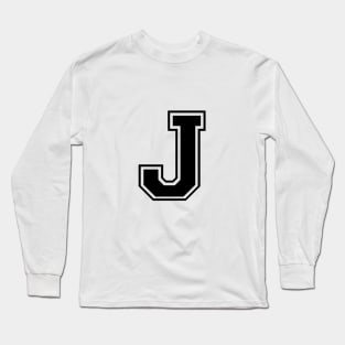 Initial Letter J - Varsity Style Design - Black text Long Sleeve T-Shirt